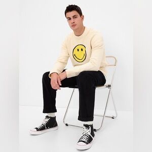 Gap X Smiley Recycled Wool Blend Crewneck, mens M, worn as  women’s oversized!
